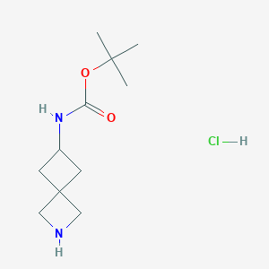 molecular formula C11H21ClN2O2 B2568474 tert-Butyl 2-azaspiro[3.3]heptan-6-ylcarbamate hydrochloride CAS No. 1956355-97-7