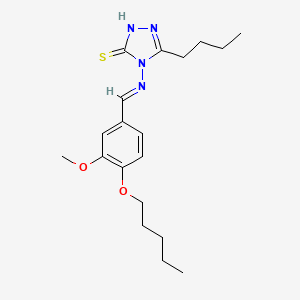 molecular formula C19H28N4O2S B2568476 3-butyl-4-[(E)-(3-methoxy-4-pentoxyphenyl)methylideneamino]-1H-1,2,4-triazole-5-thione CAS No. 691385-16-7