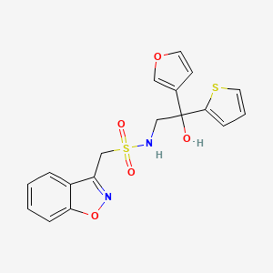 molecular formula C18H16N2O5S2 B2568480 1-(benzo[d]isoxazol-3-yl)-N-(2-(furan-3-yl)-2-hydroxy-2-(thiophen-2-yl)ethyl)methanesulfonamide CAS No. 2034265-17-1