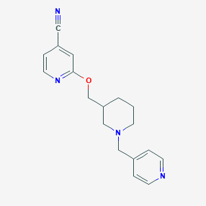 molecular formula C18H20N4O B2568486 2-[[1-(Pyridin-4-ylmethyl)piperidin-3-yl]methoxy]pyridine-4-carbonitrile CAS No. 2380056-38-0