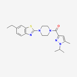 molecular formula C21H27N5OS B2568490 (4-(6-乙基苯并[d]噻唑-2-基)哌嗪-1-基)(1-异丙基-5-甲基-1H-吡唑-3-基)甲酮 CAS No. 1208471-95-7