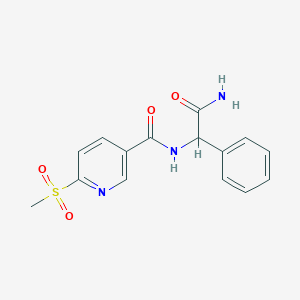 molecular formula C15H15N3O4S B2568499 N-(2-Amino-2-oxo-1-phenylethyl)-6-methylsulfonylpyridine-3-carboxamide CAS No. 2411194-90-4