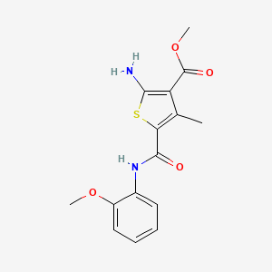 molecular formula C15H16N2O4S B2568501 Methyl 2-amino-5-[(2-methoxyphenyl)carbamoyl]-4-methylthiophene-3-carboxylate CAS No. 350989-51-4