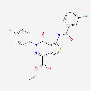 molecular formula C23H18ClN3O4S B2568509 Ethyl 5-(3-chlorobenzamido)-4-oxo-3-(p-tolyl)-3,4-dihydrothieno[3,4-d]pyridazine-1-carboxylate CAS No. 851948-27-1