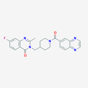 molecular formula C24H22FN5O2 B2568519 7-Fluoro-2-methyl-3-[[1-(quinoxaline-6-carbonyl)piperidin-4-yl]methyl]quinazolin-4-one CAS No. 2415634-85-2