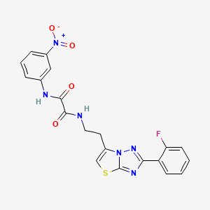 molecular formula C20H15FN6O4S B2568530 N1-(2-(2-(2-fluorophenyl)thiazolo[3,2-b][1,2,4]triazol-6-yl)ethyl)-N2-(3-nitrophenyl)oxalamide CAS No. 897612-65-6