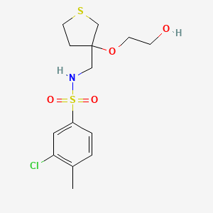 molecular formula C14H20ClNO4S2 B2568533 3-chloro-N-((3-(2-hydroxyethoxy)tetrahydrothiophen-3-yl)methyl)-4-methylbenzenesulfonamide CAS No. 2320457-85-8
