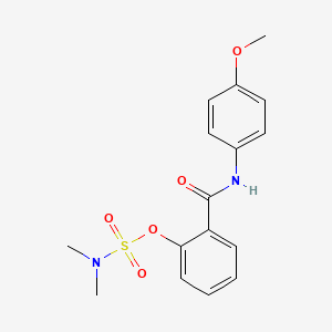 molecular formula C16H18N2O5S B2568534 2-[(4-甲氧基苯胺基)羰基]苯基-N,N-二甲基氨磺酸盐 CAS No. 338396-37-5