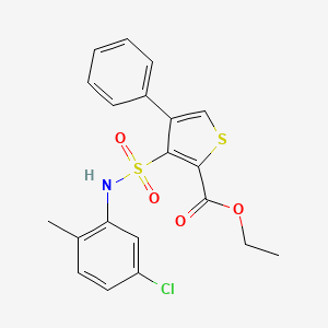 molecular formula C20H18ClNO4S2 B2568551 3-[(5-氯-2-甲基苯基)磺酰氨基]-4-苯硫代吩-2-甲酸乙酯 CAS No. 1105250-69-8