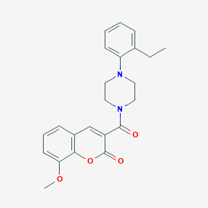 molecular formula C23H24N2O4 B2568555 3-{[4-(2-Ethylphenyl)piperazinyl]carbonyl}-8-methoxychromen-2-one CAS No. 838849-45-9