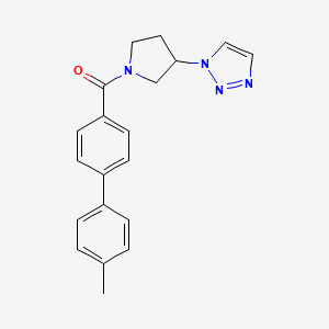 molecular formula C20H20N4O B2568558 (3-(1H-1,2,3-三唑-1-基)吡咯烷-1-基)(4'-甲基-[1,1'-联苯]-4-基)甲酮 CAS No. 1795444-06-2