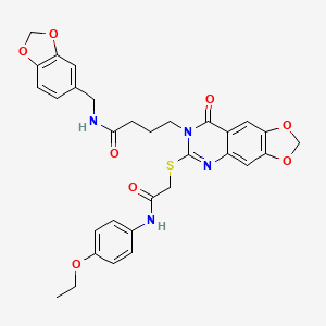 N-(1,3-benzodioxol-5-ylmethyl)-4-[6-({2-[(4-ethoxyphenyl)amino]-2-oxoethyl}thio)-8-oxo[1,3]dioxolo[4,5-g]quinazolin-7(8H)-yl]butanamide