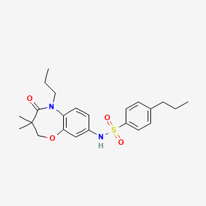 molecular formula C23H30N2O4S B2568569 N-(3,3-二甲基-4-氧代-5-丙基-2,3,4,5-四氢苯并[b][1,4]恶杂环-8-基)-4-丙基苯磺酰胺 CAS No. 921992-29-2