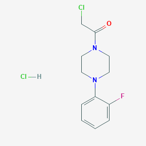molecular formula C12H15Cl2FN2O B2568585 2-Chloro-1-[4-(2-fluorophenyl)piperazin-1-yl]ethan-1-one hydrochloride CAS No. 1052076-81-9