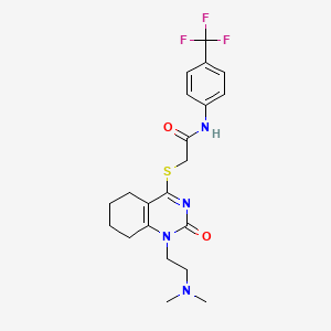 molecular formula C21H25F3N4O2S B2568587 2-((1-(2-(dimethylamino)ethyl)-2-oxo-1,2,5,6,7,8-hexahydroquinazolin-4-yl)thio)-N-(4-(trifluoromethyl)phenyl)acetamide CAS No. 899950-07-3