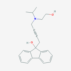 molecular formula C22H25NO2 B256859 9-{4-[(2-Hydroxy-ethyl)-isopropyl-amino]-but-2-ynyl}-9H-fluoren-9-ol 
