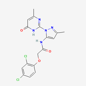 molecular formula C17H15Cl2N5O3 B2568591 2-(2,4-二氯苯氧基)-N-(3-甲基-1-(4-甲基-6-氧代-1,6-二氢嘧啶-2-基)-1H-吡唑-5-基)乙酰胺 CAS No. 1004638-77-0