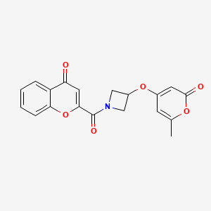 molecular formula C19H15NO6 B2568592 2-(3-((6-methyl-2-oxo-2H-pyran-4-yl)oxy)azetidine-1-carbonyl)-4H-chromen-4-one CAS No. 2034383-07-6
