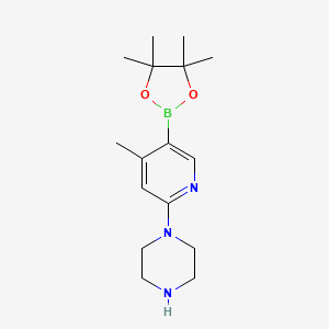 molecular formula C16H26BN3O2 B2568596 1-[4-甲基-5-(四甲基-1,3,2-二氧杂硼环-2-基)吡啶-2-基]哌嗪 CAS No. 2377607-17-3