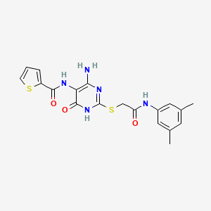 molecular formula C19H19N5O3S2 B2568611 N-(4-氨基-2-((2-((3,5-二甲苯基)氨基)-2-氧代乙基)硫代)-6-氧代-1,6-二氢嘧啶-5-基)噻吩-2-甲酰胺 CAS No. 868225-46-1