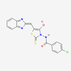 N-[(5Z)-5-(1H-benzimidazol-2-ylmethylidene)-4-oxo-2-sulfanylidene-1,3-thiazolidin-3-yl]-4-chlorobenzamide