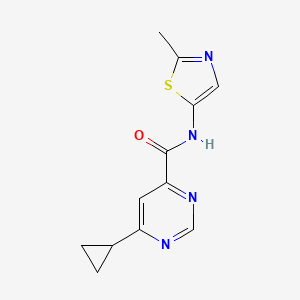 molecular formula C12H12N4OS B2568618 6-Cyclopropyl-N-(2-methyl-1,3-thiazol-5-yl)pyrimidine-4-carboxamide CAS No. 2415518-95-3