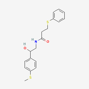 molecular formula C18H21NO2S2 B2568623 N-(2-hydroxy-2-(4-(methylthio)phenyl)ethyl)-3-(phenylthio)propanamide CAS No. 1448132-96-4