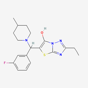 molecular formula C19H23FN4OS B2568624 2-Ethyl-5-((3-fluorophenyl)(4-methylpiperidin-1-yl)methyl)thiazolo[3,2-b][1,2,4]triazol-6-ol CAS No. 898361-85-8