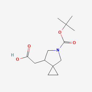 molecular formula C13H21NO4 B2568627 2-[5-[(2-Methylpropan-2-yl)oxycarbonyl]-5-azaspiro[2.4]heptan-7-yl]acetic acid CAS No. 2580240-38-4