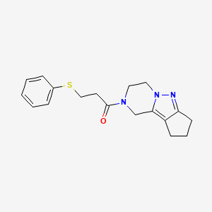 molecular formula C18H21N3OS B2568628 3-(phenylthio)-1-(3,4,8,9-tetrahydro-1H-cyclopenta[3,4]pyrazolo[1,5-a]pyrazin-2(7H)-yl)propan-1-one CAS No. 2034509-37-8