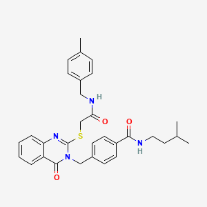molecular formula C31H34N4O3S B2568630 N-isopentyl-4-((2-((2-((4-methylbenzyl)amino)-2-oxoethyl)thio)-4-oxoquinazolin-3(4H)-yl)methyl)benzamide CAS No. 1115434-08-6