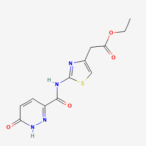 molecular formula C12H12N4O4S B2568635 2-(2-(6-氧代-1,6-二氢哒嗪-3-甲酰胺)噻唑-4-基)乙酸乙酯 CAS No. 896366-90-8