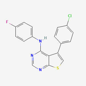 molecular formula C18H11ClFN3S B2568636 5-(4-氯苯基)-N-(4-氟苯基)噻吩并[2,3-d]嘧啶-4-胺 CAS No. 433696-97-0