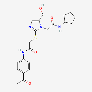 2-[2-({2-[(4-acetylphenyl)amino]-2-oxoethyl}thio)-5-(hydroxymethyl)-1H-imidazol-1-yl]-N-cyclopentylacetamide