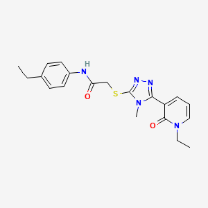 molecular formula C20H23N5O2S B2568641 2-((5-(1-ethyl-2-oxo-1,2-dihydropyridin-3-yl)-4-methyl-4H-1,2,4-triazol-3-yl)thio)-N-(4-ethylphenyl)acetamide CAS No. 1105208-55-6