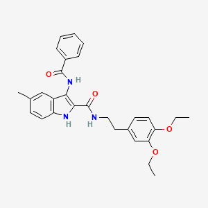 molecular formula C29H31N3O4 B2568643 3-苯甲酰胺-N-(3,4-二乙氧基苯乙基)-5-甲基-1H-吲哚-2-甲酰胺 CAS No. 1114622-73-9
