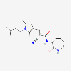 molecular formula C21H30N4O2 B2568646 2-氰基-3-[2,5-二甲基-1-(3-甲基丁基)-1H-吡咯-3-基]-N-(2-氧代氮杂环戊烷-3-基)丙-2-烯酰胺 CAS No. 1424755-16-7