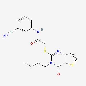 2-[(3-butyl-4-oxo-3,4-dihydrothieno[3,2-d]pyrimidin-2-yl)sulfanyl]-N-(3-cyanophenyl)acetamide