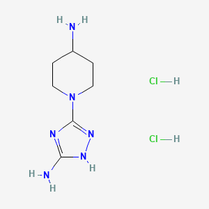 molecular formula C7H16Cl2N6 B2568667 1-(5-Amino-1H-1,2,4-triazol-3-yl)piperidin-4-amine dihydrochloride CAS No. 2193059-22-0