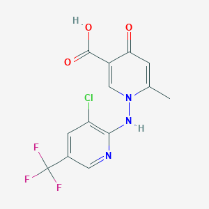 molecular formula C13H9ClF3N3O3 B2568668 1-((3-Chloro-5-(trifluoromethyl)-2-pyridinyl)amino)-6-methyl-4-oxo-1,4-dihydro-3-pyridinecarboxylic acid CAS No. 477886-68-3