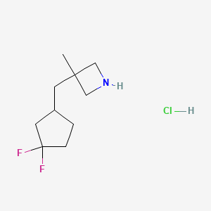 molecular formula C10H18ClF2N B2568676 3-[(3,3-Difluorocyclopentyl)methyl]-3-methylazetidine;hydrochloride CAS No. 2305252-22-4