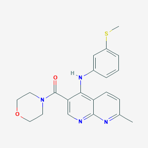 molecular formula C21H22N4O2S B2568678 (7-Methyl-4-((3-(methylthio)phenyl)amino)-1,8-naphthyridin-3-yl)(morpholino)methanone CAS No. 1251543-57-3