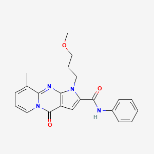 molecular formula C22H22N4O3 B2568683 1-(3-methoxypropyl)-9-methyl-4-oxo-N-phenyl-1,4-dihydropyrido[1,2-a]pyrrolo[2,3-d]pyrimidine-2-carboxamide CAS No. 900258-20-0