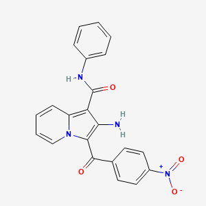 molecular formula C22H16N4O4 B2568691 2-amino-3-(4-nitrobenzoyl)-N-phenylindolizine-1-carboxamide CAS No. 903312-01-6