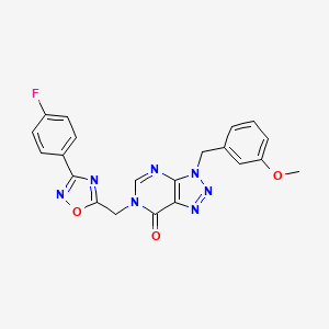 molecular formula C21H16FN7O3 B2568692 6-((3-(4-fluorophenyl)-1,2,4-oxadiazol-5-yl)methyl)-3-(3-methoxybenzyl)-3H-[1,2,3]triazolo[4,5-d]pyrimidin-7(6H)-one CAS No. 1207057-92-8