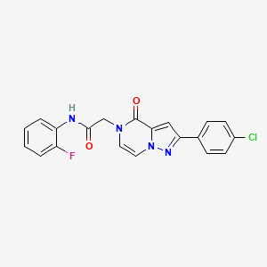 molecular formula C20H14ClFN4O2 B2568693 2-[2-(4-chlorophenyl)-4-oxopyrazolo[1,5-a]pyrazin-5(4H)-yl]-N-(2-fluorophenyl)acetamide CAS No. 941982-18-9