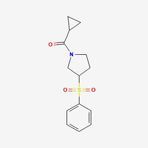 molecular formula C14H17NO3S B2568708 Cyclopropyl(3-(phenylsulfonyl)pyrrolidin-1-yl)methanone CAS No. 1448068-83-4