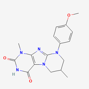 molecular formula C17H19N5O3 B2568713 9-(4-methoxyphenyl)-1,7-dimethyl-7,8-dihydro-6H-purino[7,8-a]pyrimidine-2,4-dione CAS No. 714941-60-3