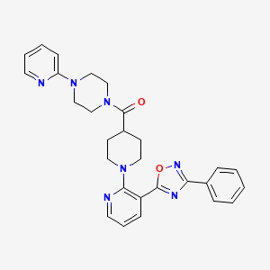 molecular formula C28H29N7O2 B2568715 (1-(3-(3-Phenyl-1,2,4-oxadiazol-5-yl)pyridin-2-yl)piperidin-4-yl)(4-(pyridin-2-yl)piperazin-1-yl)methanone CAS No. 1251569-54-6