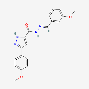 molecular formula C19H18N4O3 B2568741 (E)-N'-(3-methoxybenzylidene)-3-(4-methoxyphenyl)-1H-pyrazole-5-carbohydrazide CAS No. 305355-77-5